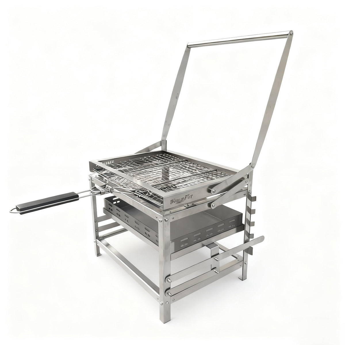 360° Rotating Adjustable Charcoal BBQ Grill, Portable Outdoor Camping Grill