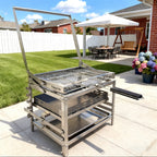 360° Rotating Adjustable Charcoal BBQ Grill, Portable Outdoor Camping Grill