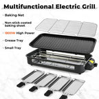 1800W 2‑in‑1 Electric Indoor Smokeless Grill & Pan, Non‑Stick Removabl