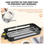 1800W 2‑in‑1 Electric Indoor Smokeless Grill & Pan, Non‑Stick Removabl